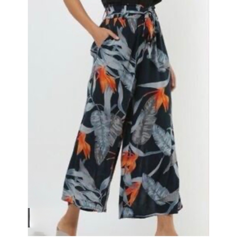 Patrons of Peace Anthropologie Tropical Bird of Paradise Wide Leg Pants Size M